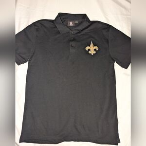 NFL Team Apparel Men's Large New Orleans Saints Black Logo Short‎ Sleeve Polo